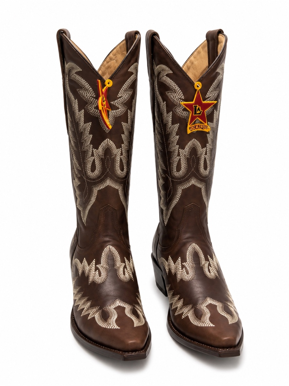 Los Altos Brown Western Embroidered Cowgirl Boots